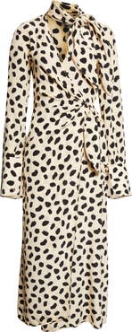 Johanna Ortiz Ollantay Print Long Sleeve Silk Wrap Dress