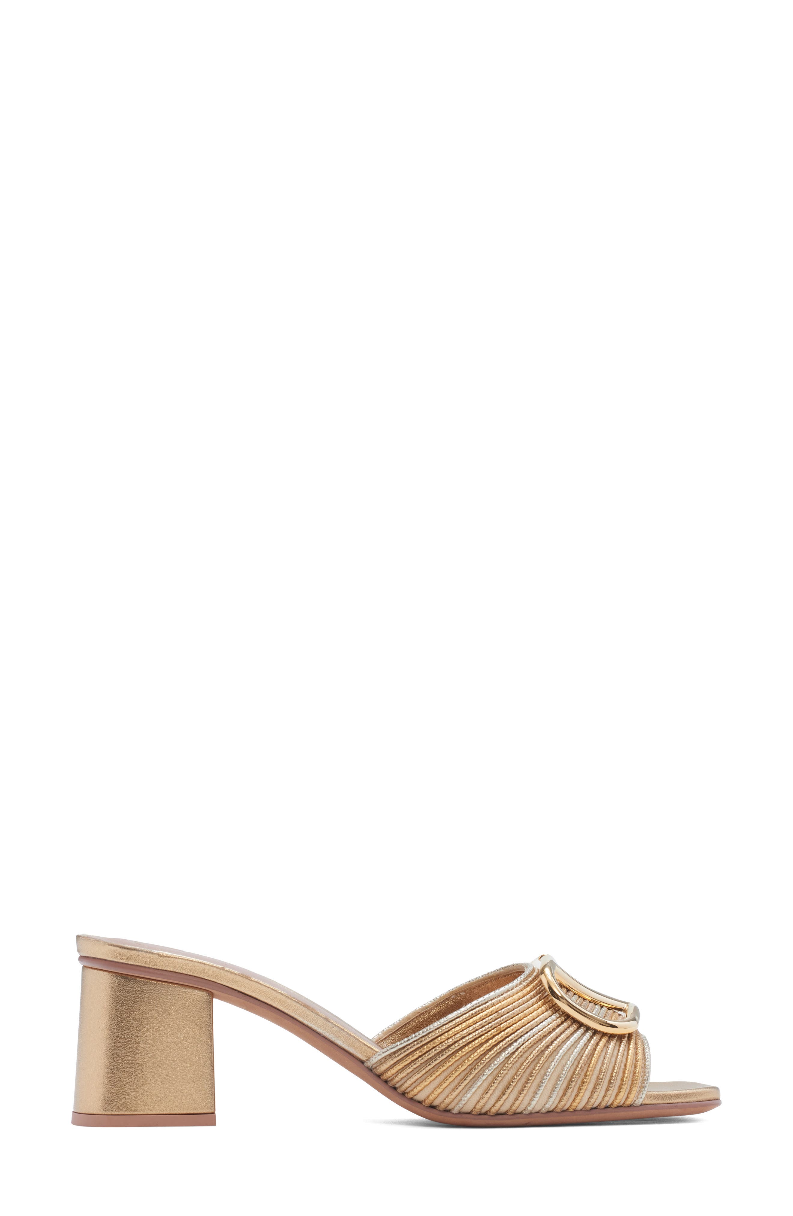 Valentino Garavani VLOGO Signature Metallic Slide Sandal, Alternate, color, Gold