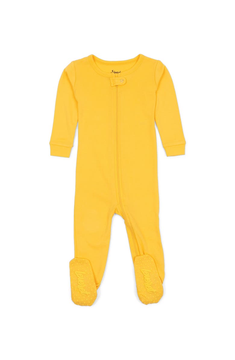 Leveret Footed Solid Cotton Matching Family Pajamas, Main, color, Yellow