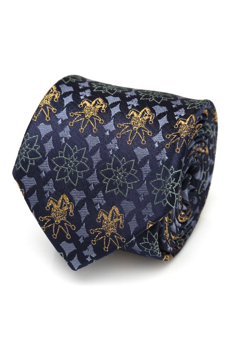 Joker Print Silk Tie, Alternate, color, BLUE