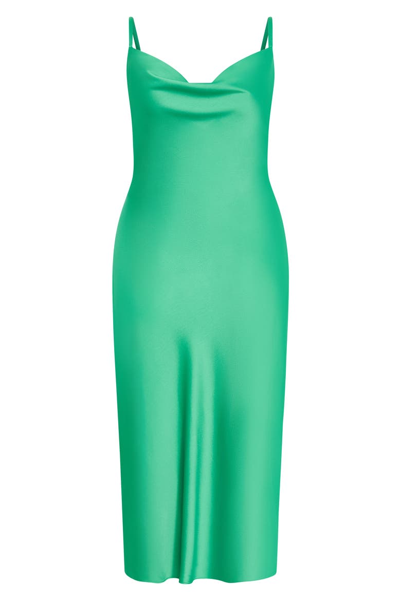 Sadie Satin Cocktail Midi Dress, Alternate, color, GREENSTONE