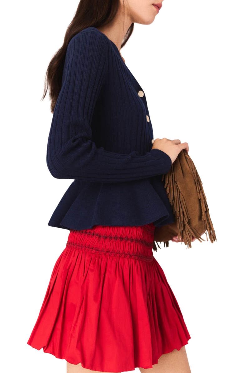 maje Peplum waist cardigan, Alternate, color, 