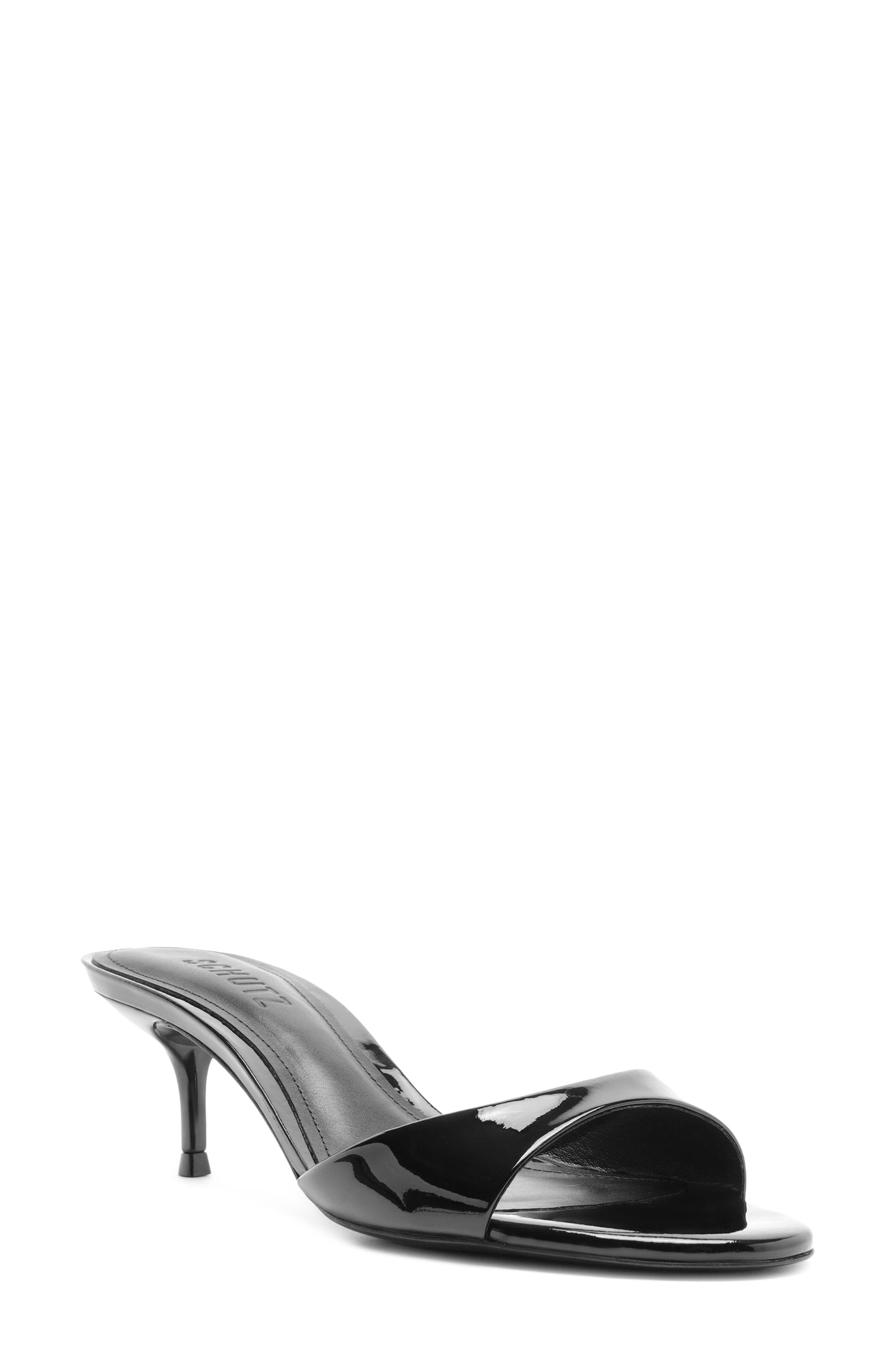 Sally Leather Peep Toe Sandal, Main, color, BLACK