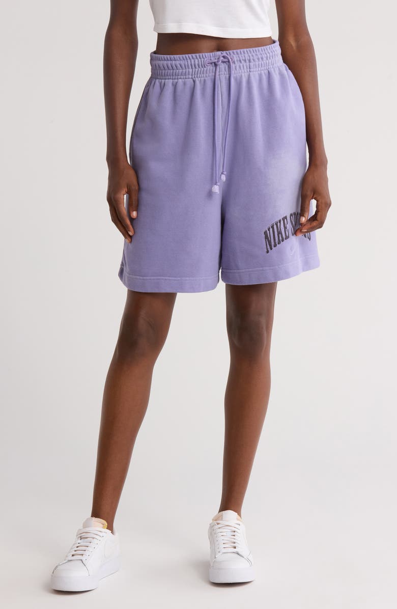 Nike Sportswear Phoenix French Terry Drawstring Shorts, Main, color, Dusty Amethyst