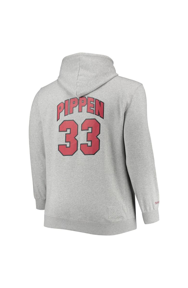 Mitchell & Ness Men's Mitchell & Ness Scottie Pippen Heathered Gray Chicago Bulls Big & Tall Name & Number Pullover Hoodie, Alternate, color, 