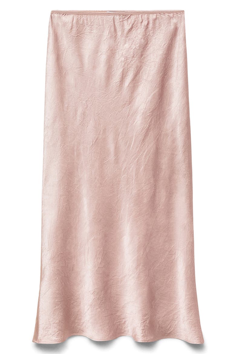 Crinkled Satin Midi Skirt, Alternate, color, PASTEL PINK