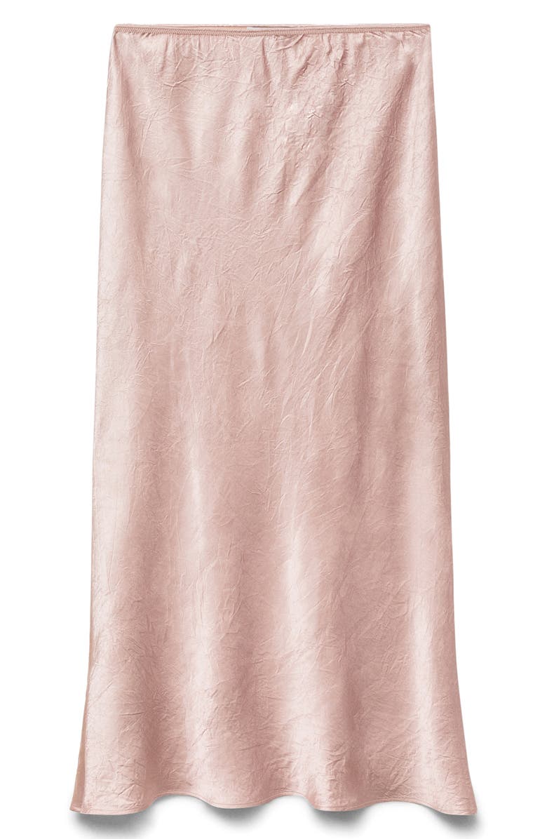 MANGO Crinkled Satin Midi Skirt, Alternate, color, Pastel Pink