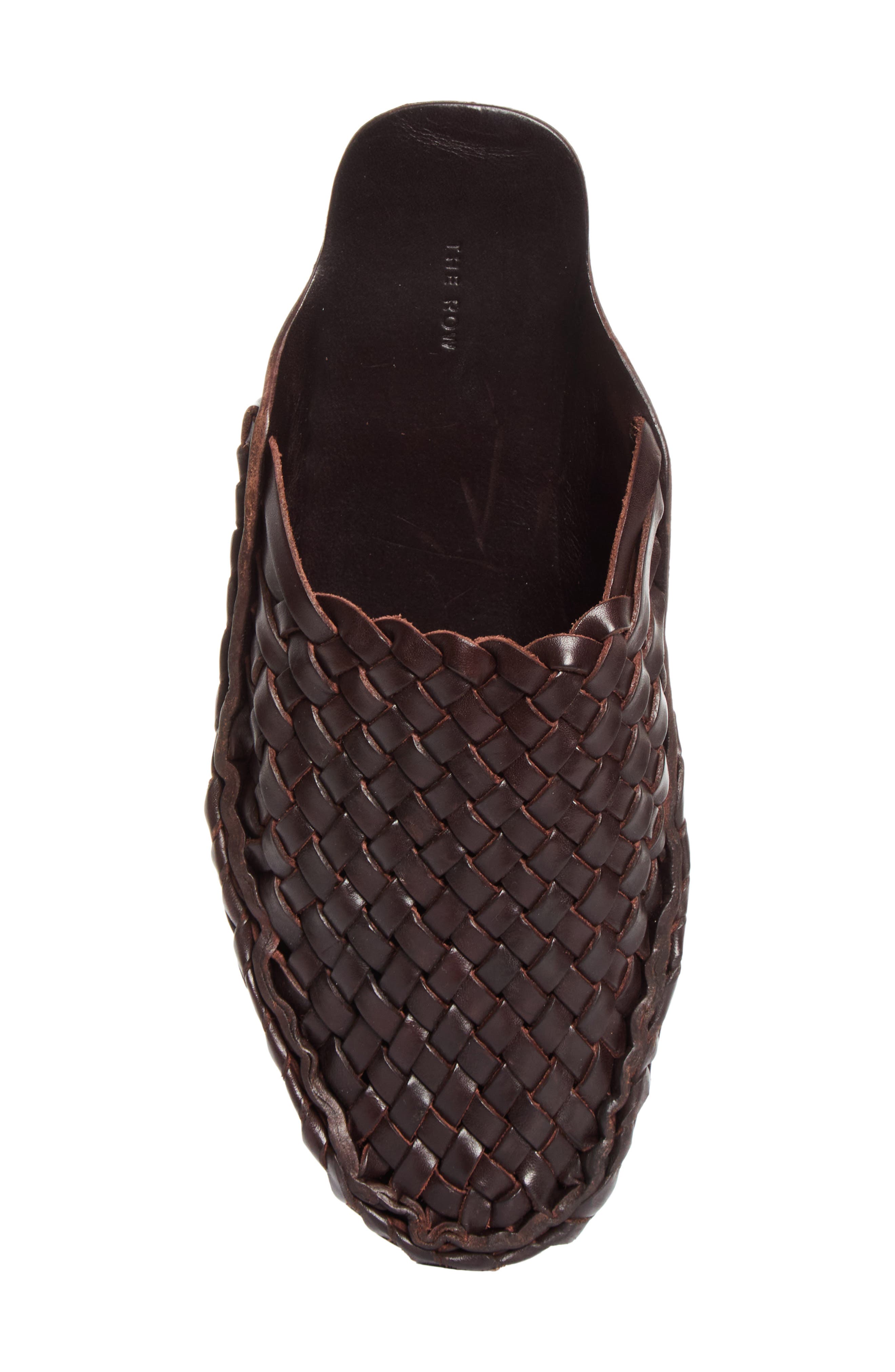 Woven Leather Flat Mule, Alternate, color, LACQUER BROWN