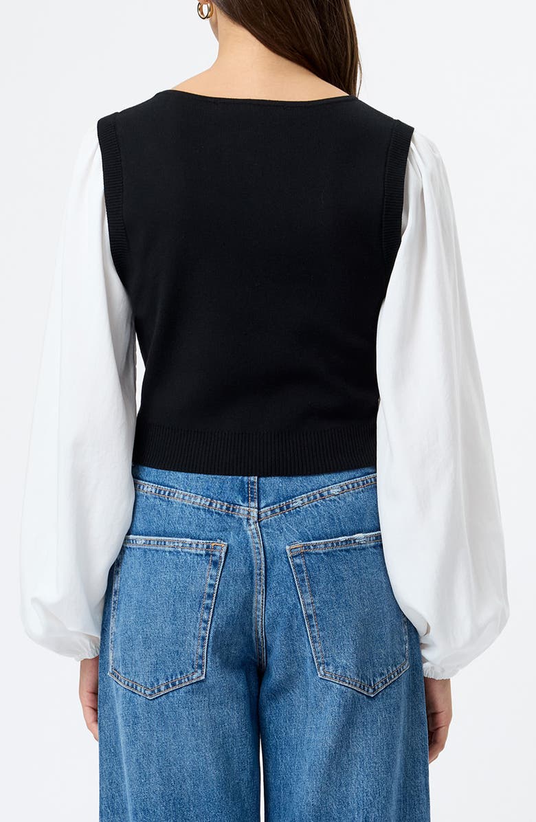 French Connection Maxime Layered Look Sweater Vest, Alternate, color, 02-Black-Summer White