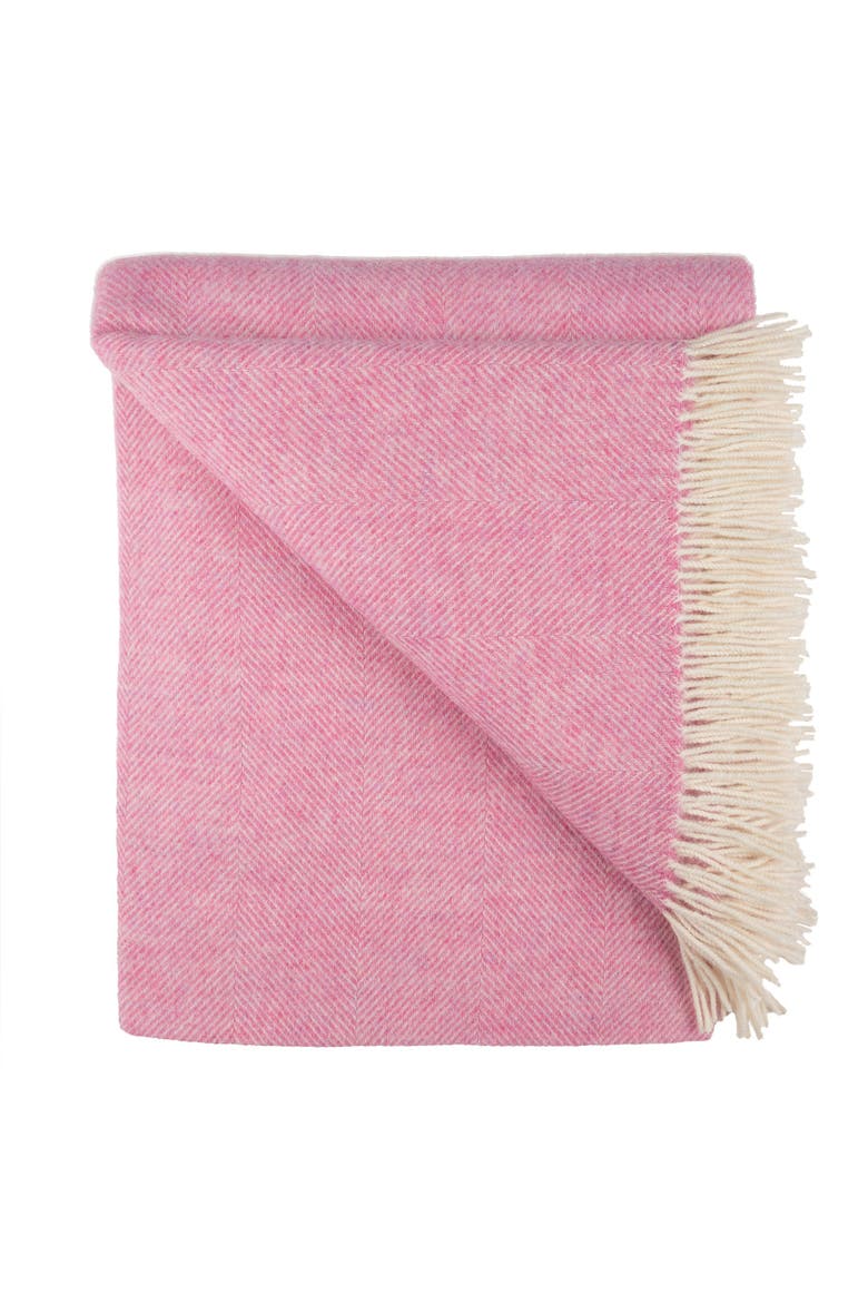 Southampton Home Shetland Lambswool Herringbone Throw, Alternate, color, Light Pink