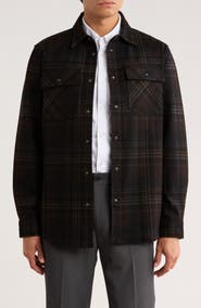 KARL LAGERFELD PARIS Plaid Ponte Snap-Up Shirt