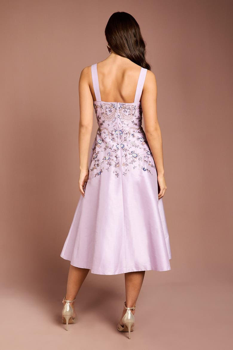 Embellished Square-Neck Midi Dress, Alternate, color, Lilac