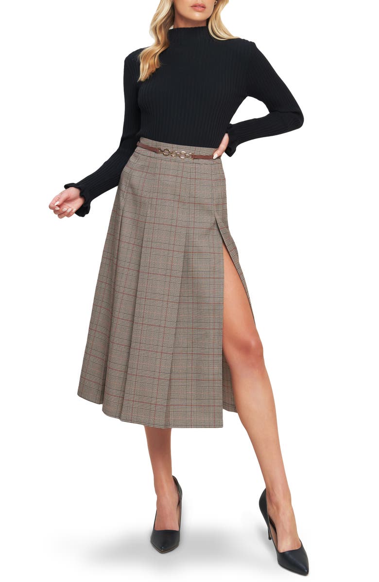 FLYING TOMATO Plaid Midi Skirt, Alternate, color,