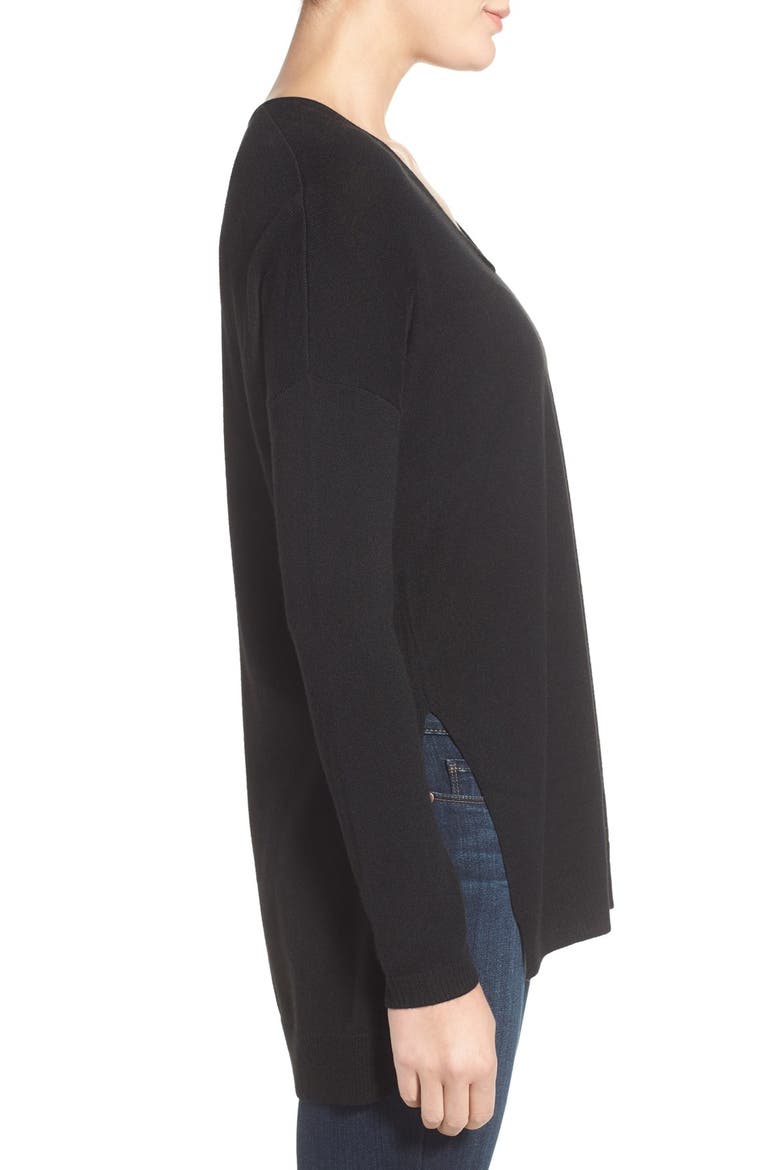 V-Neck Tunic Sweater, Alternate, color, BLACK