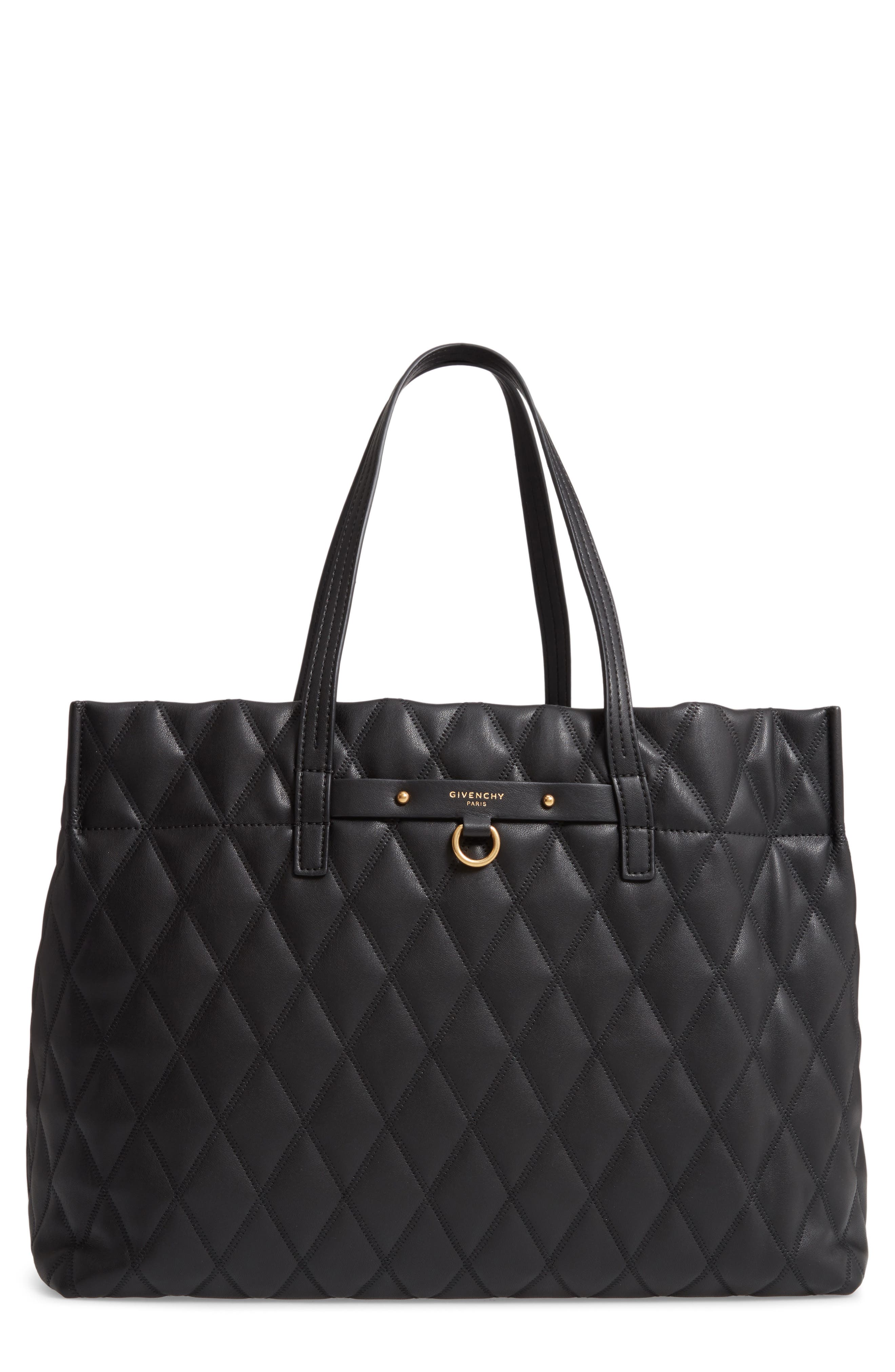 Givenchy Quilted East/West Faux Leather Shopper, Main, color, 