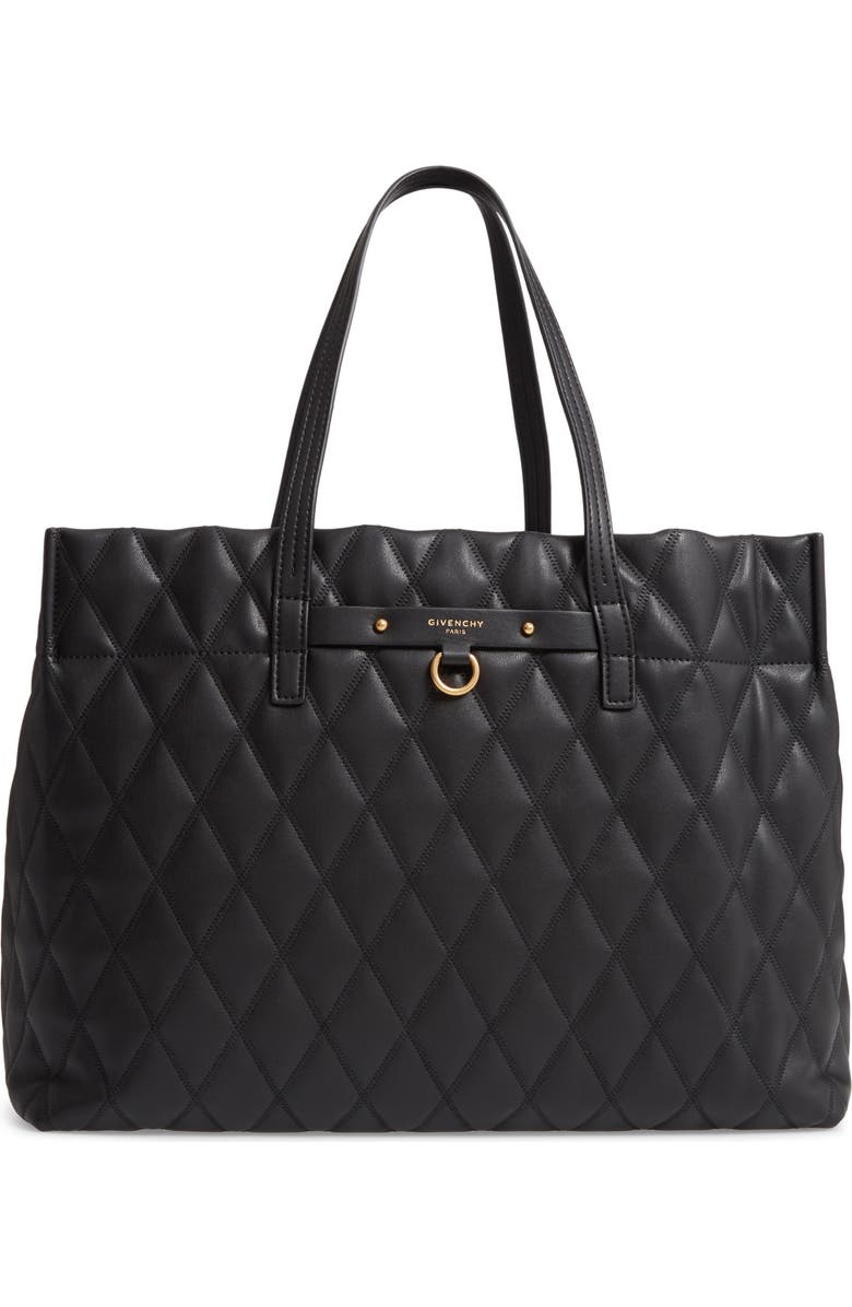 Givenchy Quilted East/West Faux Leather Shopper, Main, color,