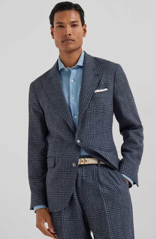 Brunello Cucinelli Prince Of Wales Deconstructed Blazer In Blue