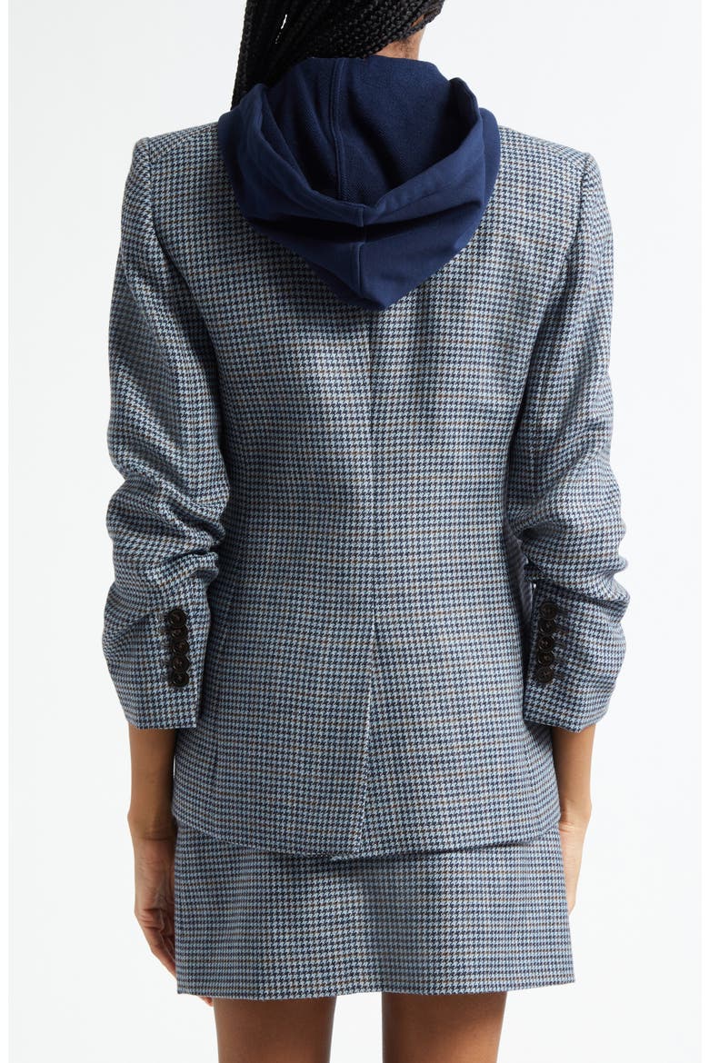 Battista Houndstooth Check Virgin Wool Jacket with Hooded Dickey, Alternate, color, NAVY/BLUE RIVER MULTI