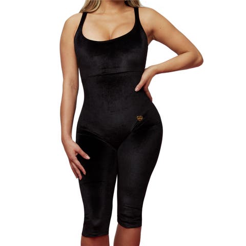 X Yahaira Velvet Jumpsuit Above The Knee Triple Tummy Layer