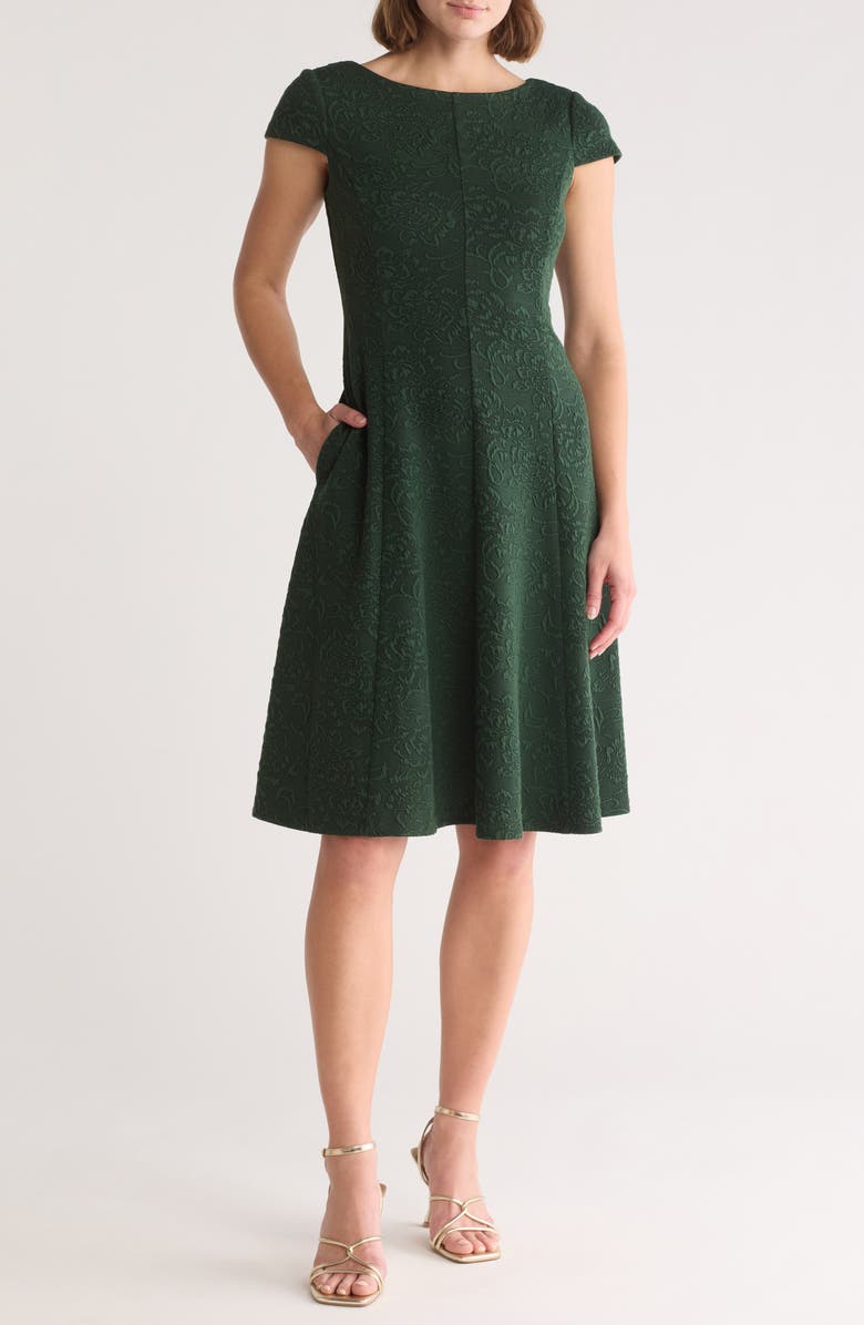 Eliza J Bateau Neck Cap Sleeve Dress, Main, color,