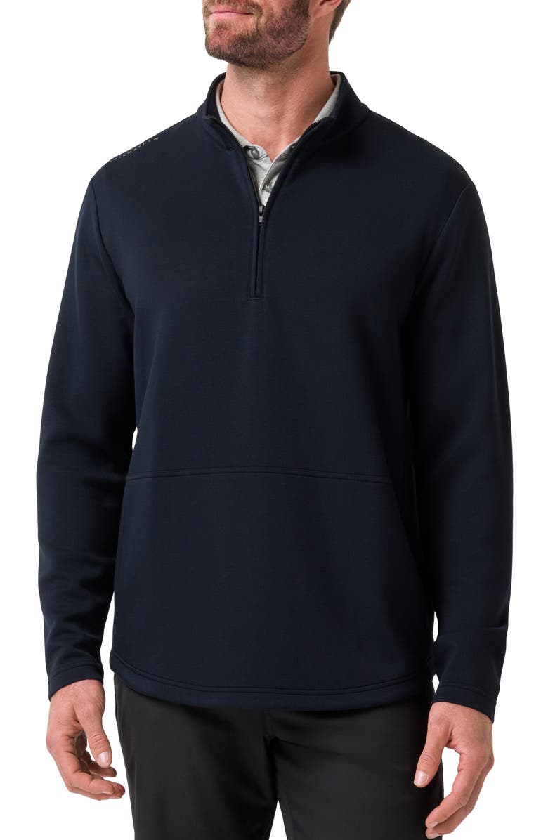 TravisMathew Fibercloud Quarter Zip Sweatshirt, Main, color, Black