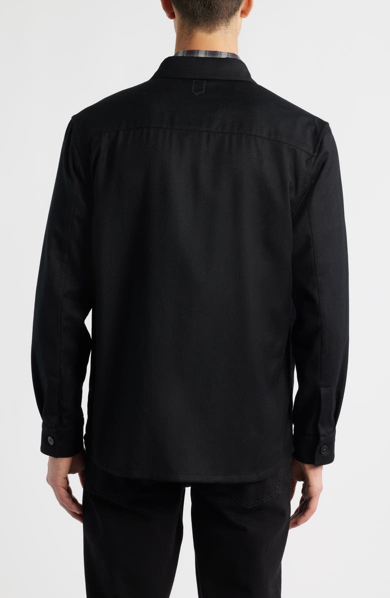 Canali Regular Fit Wool Flannel Overshirt, Alternate, color, Black