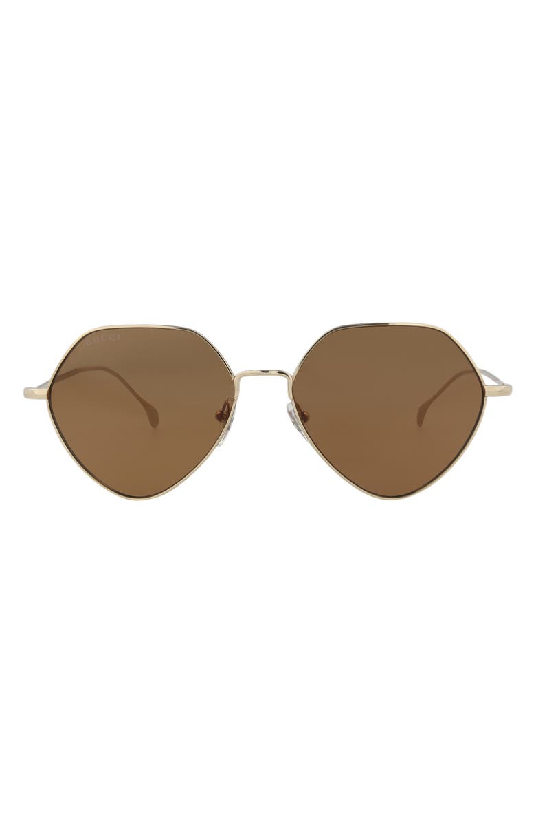 Gucci 55mm Round Sunglasses, Main, color, Gold Gold Brown
