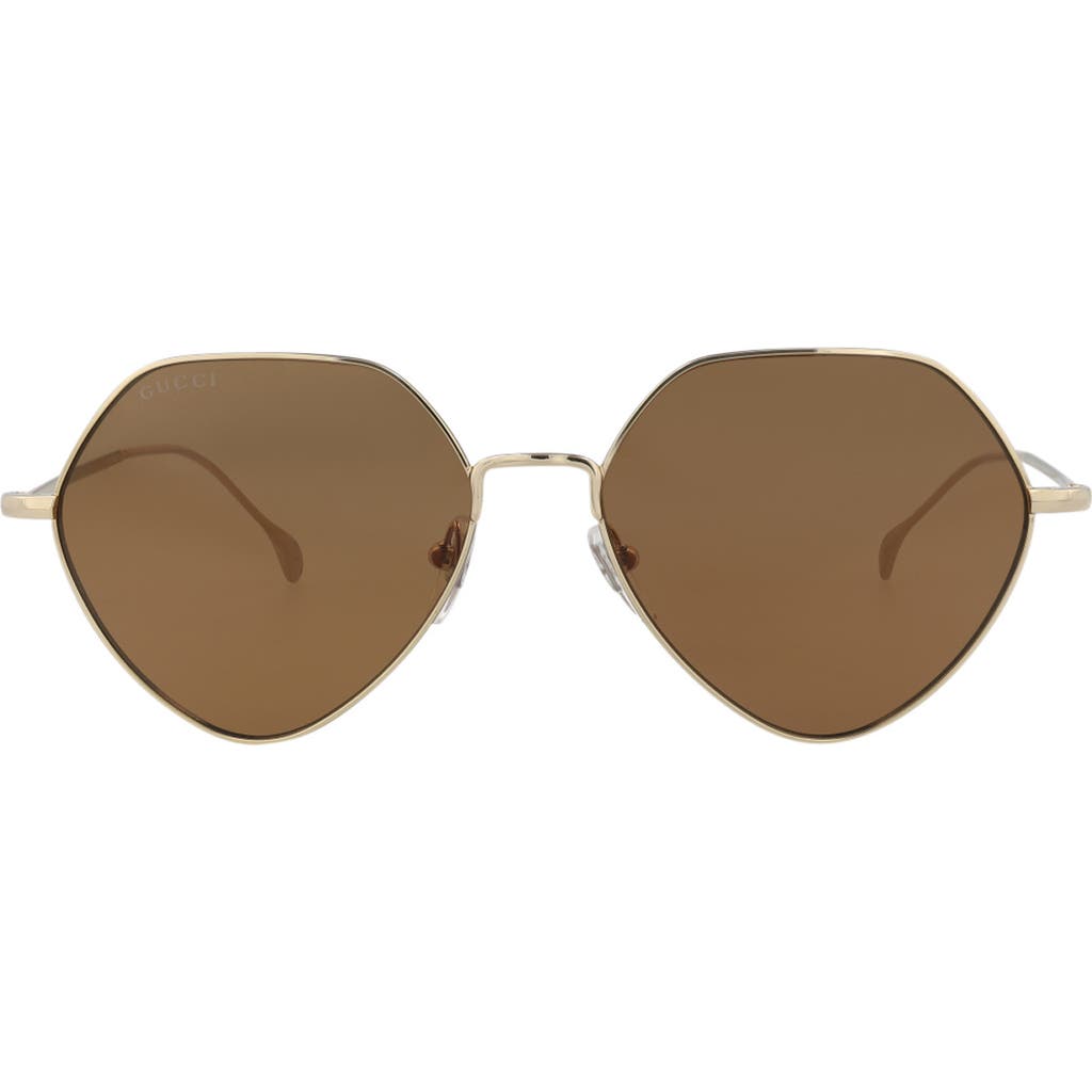 Gucci 55mm Round Sunglasses in Gold Gold Brown at Nordstrom Rack