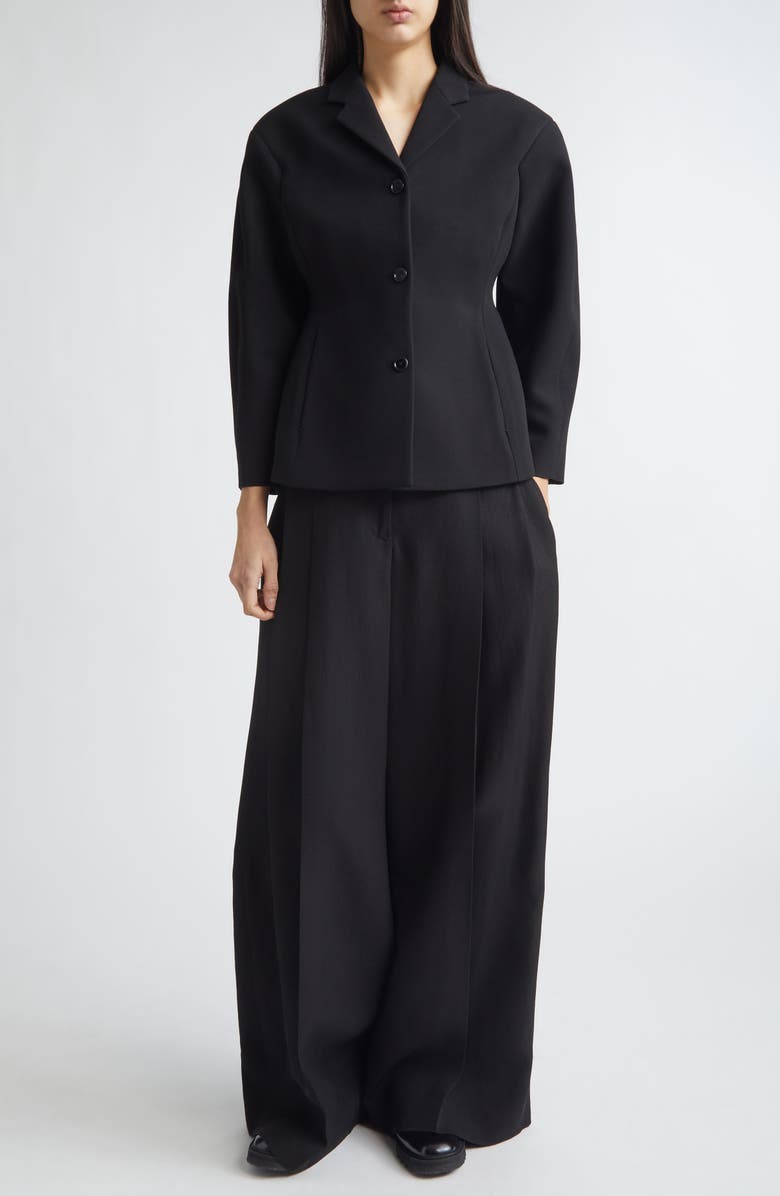 Jil Sander Sculpted Crepe Jacket, Alternate, color, Black
