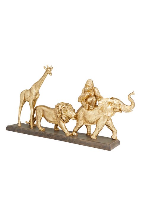 Goldtone Polystone Safari Animal Sculpture