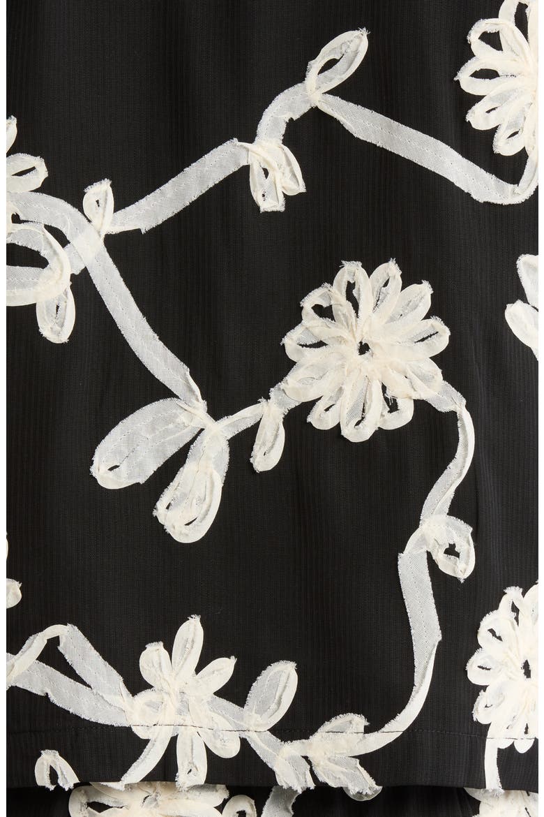 Floral Ribbon Cotton Blend Jacket, Alternate, color, BLACK