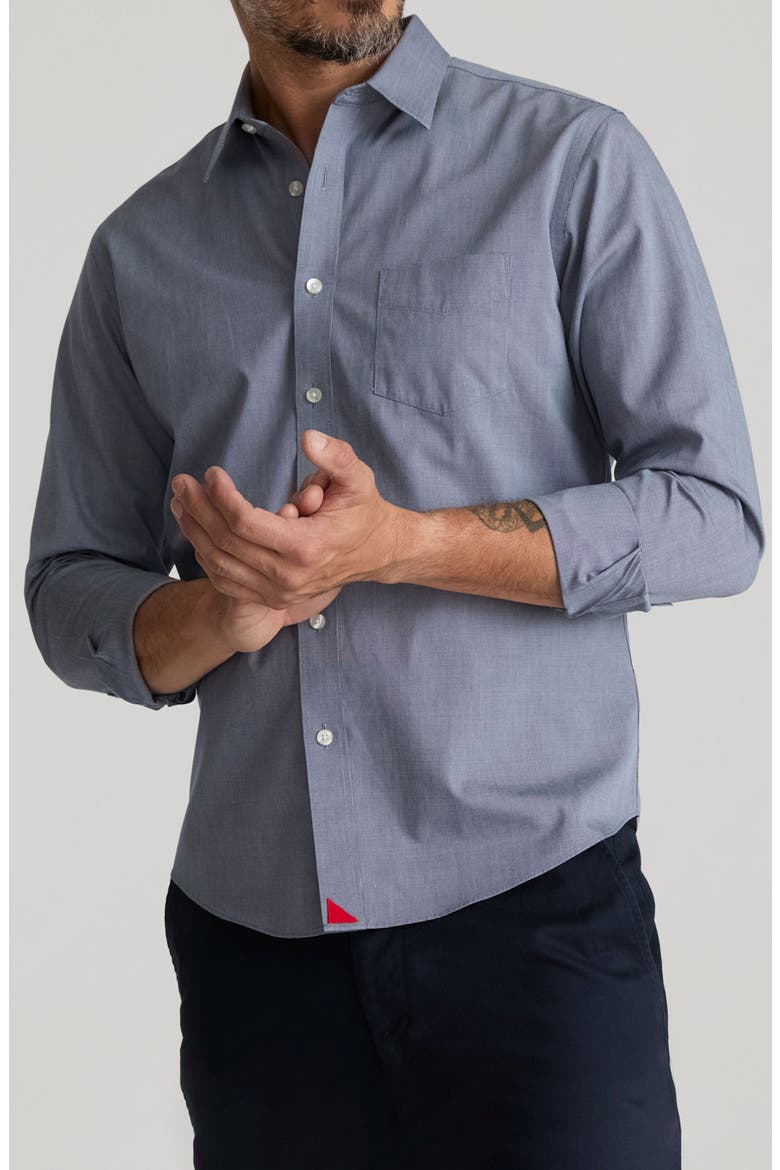Pio Cesare Navy Microdot Wrinkle Free Cotton Button-Up Shirt, Main, color, NAVY