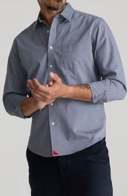 UNTUCKit Pio Cesare Navy Microdot Wrinkle Free Cotton Button-Up Shirt