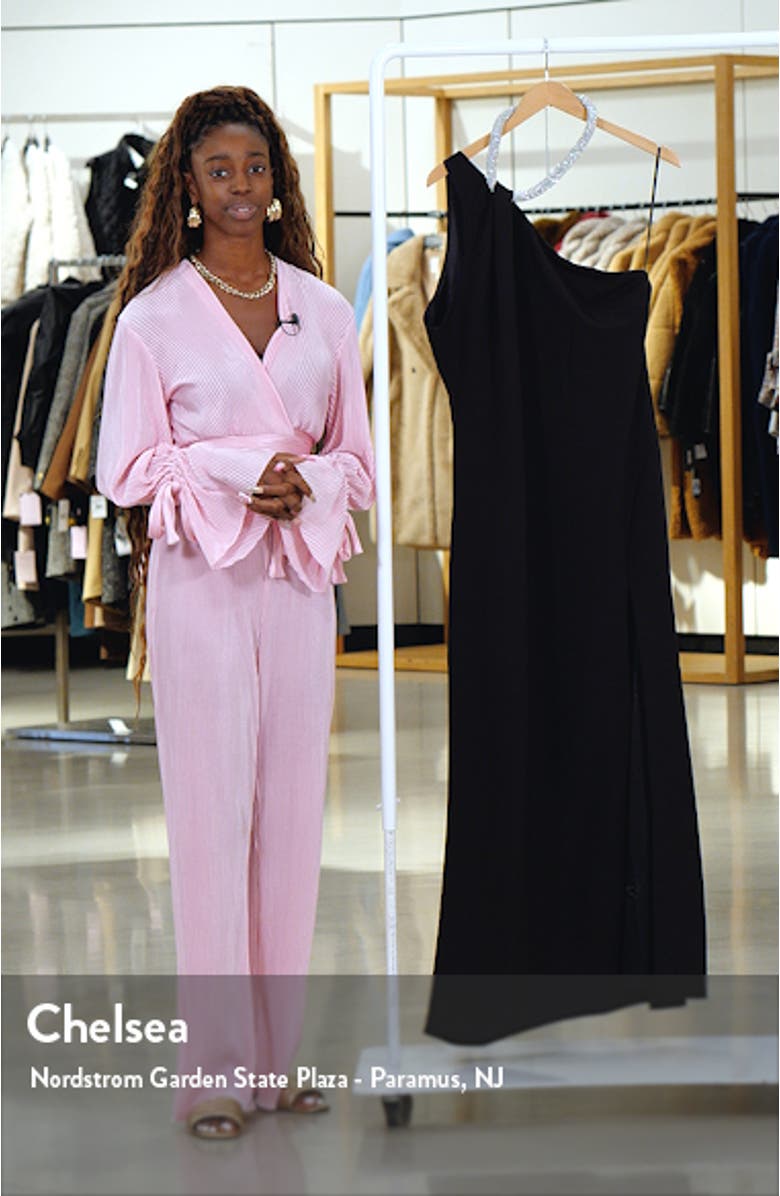 Rhinestone Choker Detail One-Shoulder Gown, sales video thumbnail