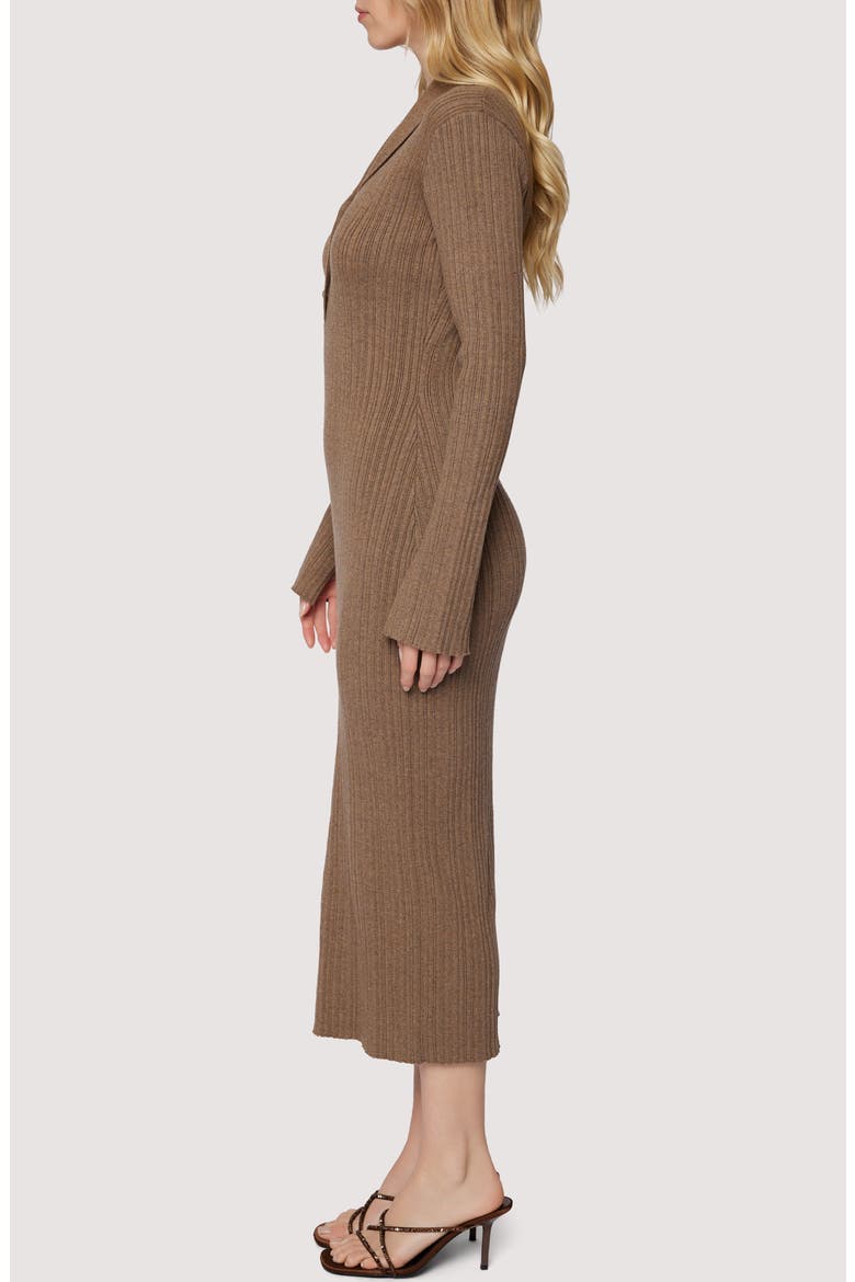 Viviette Long Sleeve Rib Maxi Dress, Alternate, color, SEPIA