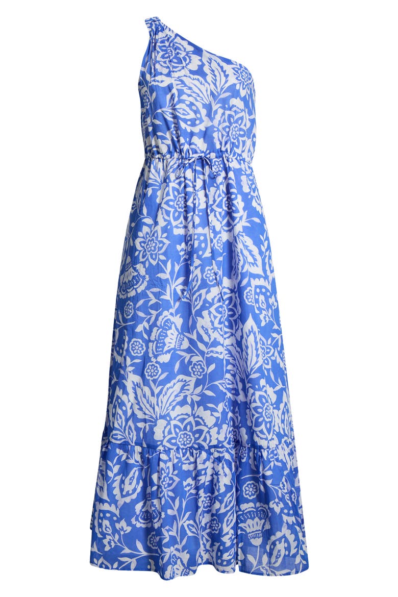 Marny Floral Print One-Shoulder Maxi Dress, Alternate, color, BLUEWHT