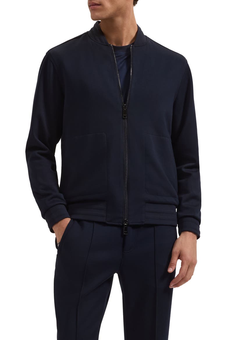 Soft Touch Knit Reversible Bomber Jacket, Alternate, color, NAVY