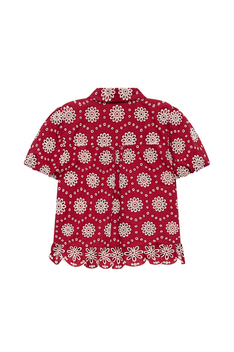 Eyelet Embroidered Puff Sleeve Blouse, Alternate, color, Red