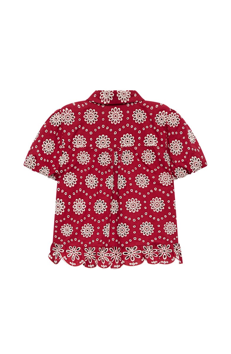 MINT VELVET Eyelet Embroidered Puff Sleeve Blouse, Alternate, color, Red