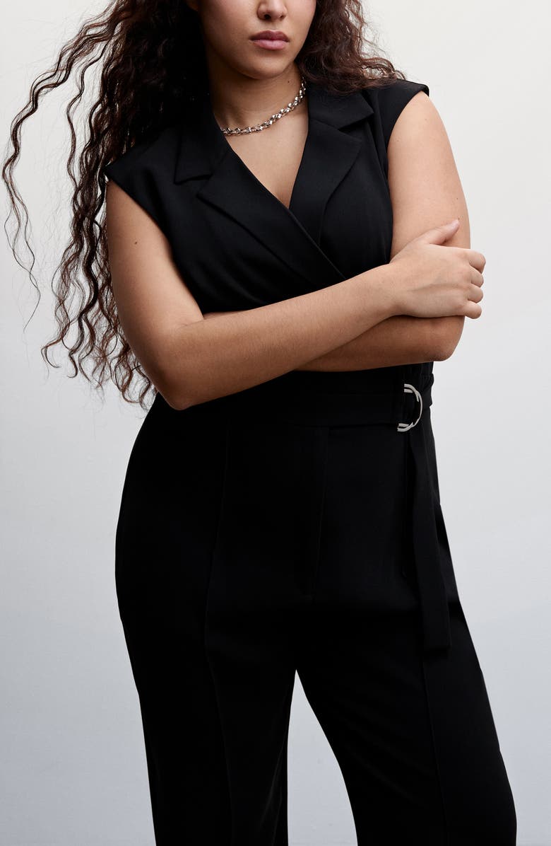MANGO Belted Wrap Jumpsuit, Alternate, color, 