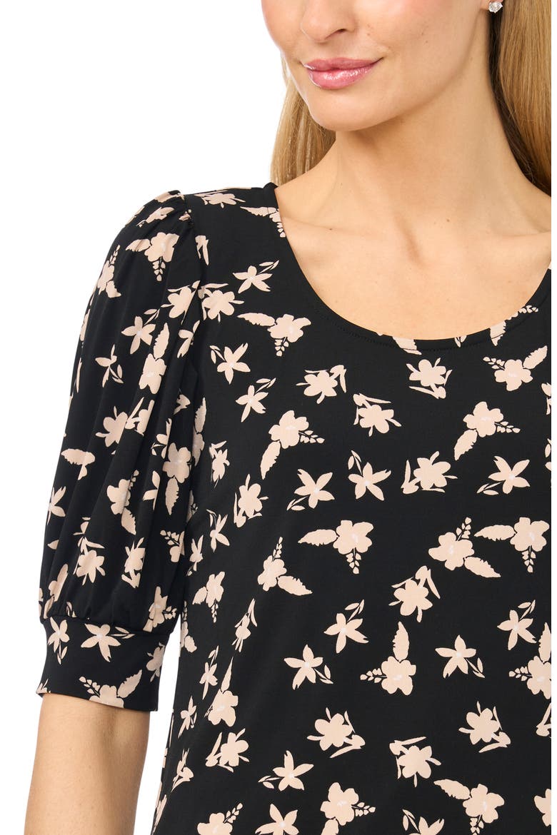 Floral Knit Top, Alternate, color, RICH BLACK