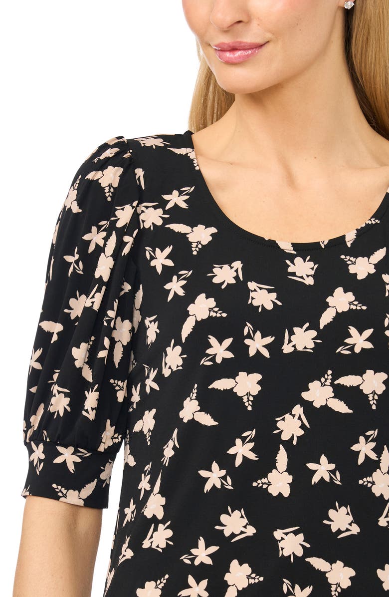 CeCe Floral Knit Top, Alternate, color, Rich Black