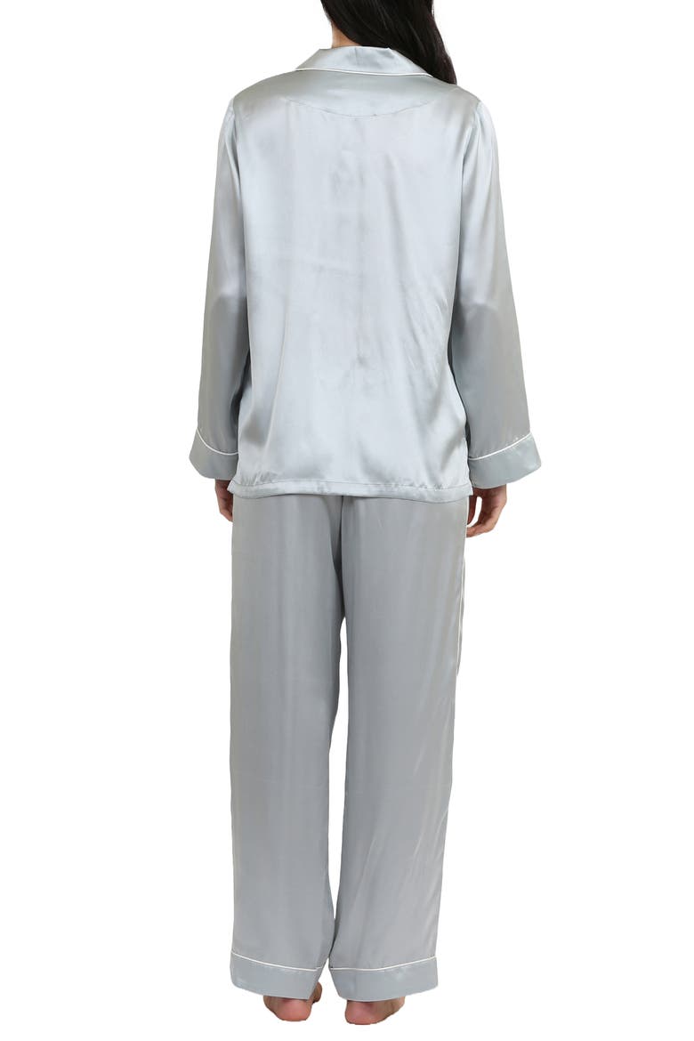 Sylvie Piped Silk Pajamas, Alternate, color, SAGE