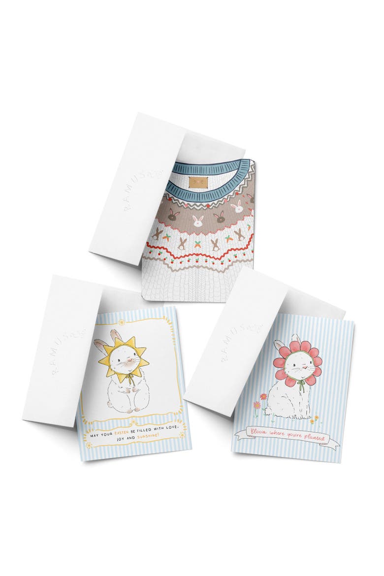 Easter/Spring Assorted Greeting Card Pack (3ct) "Easter Sweater, Sunny Bunny, Flower Bunny", Main, color, Multi-Pack