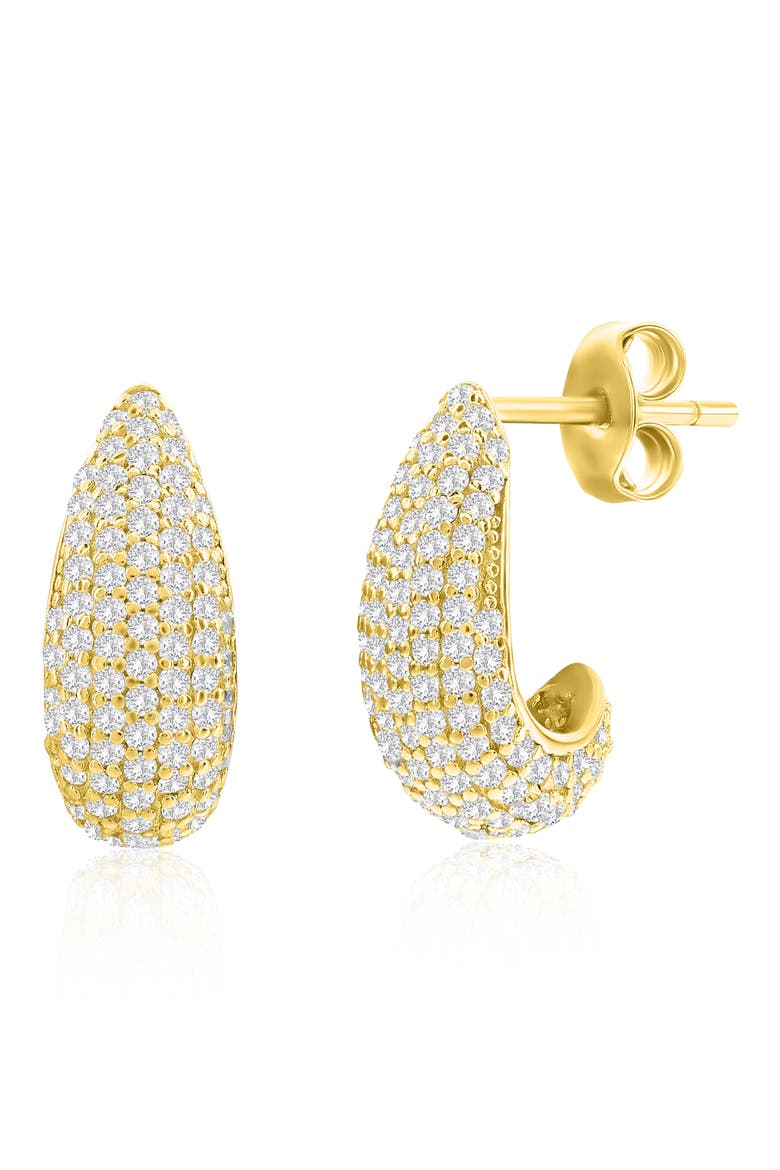Pavé Cubic Zirconia Huggie Hoop Earrings, Main, color, GOLD
