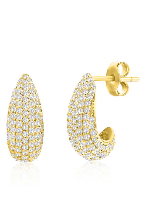Pavé Cubic Zirconia Huggie Hoop Earrings
