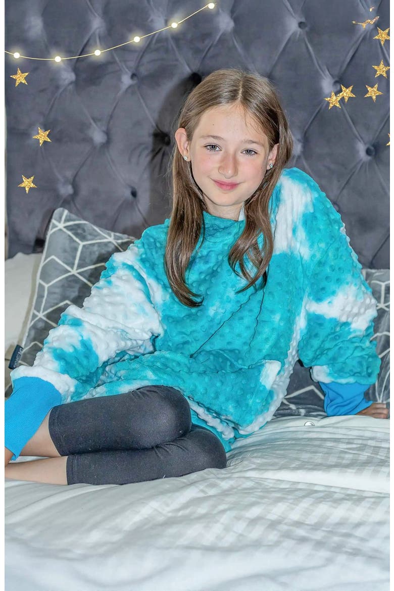 Minky Bubble Oversized Hoodie Big Kid, Alternate, color, Turquoise Tie Dye