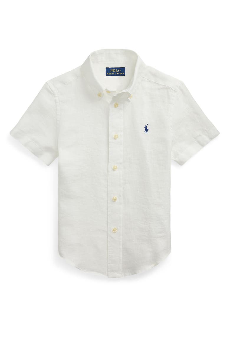 Polo Ralph Lauren Kids' Linen Button-Down Shirt, Main, color, White