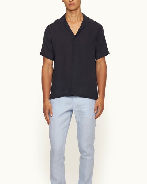 Maitan Lino Relaxed Fit Capri Collar Italian Linen Shirt