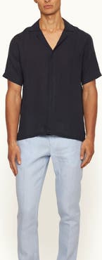 Orlebar Brown Maitan Lino Relaxed Fit Capri Collar Italian Linen Shirt